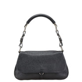 プラダ 三角ロゴプレート ワンショルダーバッグ ブラック レザー レディース PRADA 【中古】